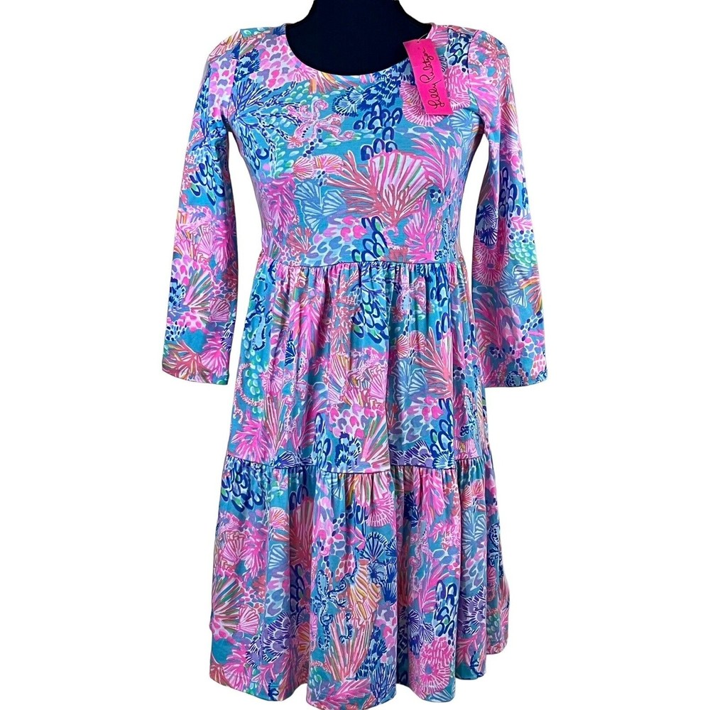 Lily Pulitzer XXS Geanna Dress Multi Splendor In Sand 007949 New W/Tag MSRP $118